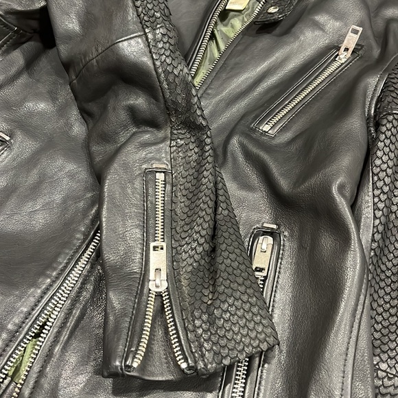 Diesel RAMBO black band collar leather Jacket- men, size: large - Picture 9 of 15